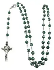 Irish J. C Walsh & Sons, Ireland GREEN WITH STARS ROSARY BEADS G8150