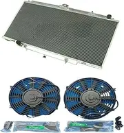 Aluminum Radiator 3 Row，Compatible With Nissan Patrol Y61 GU 2.8/3.0 TD 97-01 Auto AT/MT(Radiator and fans)