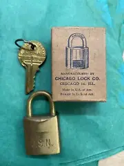 New Old Stock In Original Box Unused United States Navy Padlock With Keys !!