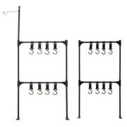 Adjustable Clamp Lantern Stand Camping Tableware Double Levels Hanging Racks