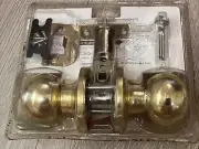 Door Knob Polished Brass Or Steel Key Unlock Outside Button Lock Inside NEW