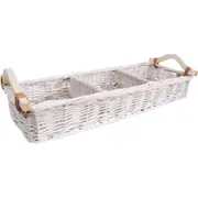 LVD Utility Willow Tray Wicker Basket Storage Home Decor Rect 50x17cm White