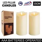 2x Large Flameless LED Pillar Candles Battery Operated Flickering Candle Safe AU