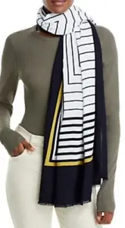 Echo Frame Viscose Pareo Wrap, Black Multi, $69