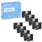 8PK Compatible with Brother P-Touch TZe-111 TZ111 Black on Clear Label Tape 6mm