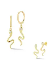 Glaze Jewelry 14K Over Silver CZ Snake Earrings