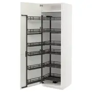 METOD high cabinet with pull-out larder, white/Havstorp beige, 60x60x200 cm
