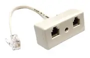 RJ11 6P4C Male to 2x Female M/F Splitter Converter Telephone Adapter Cable White