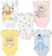 [Disney] Tigger Winnie the Pooh Eeyore Newborn Baby Girls 5 Pack Cuddly Bodysuits Multi 0-3 Months