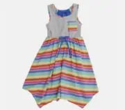Jona Michelle STRIPW WITH POCKET Sundress( Grey/Rainbow 10)NWT