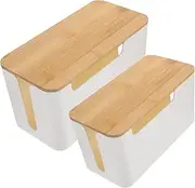 2Pcs Cable Organizer Box Stylish Cord Management Box with Lid for Hiding Power Strips and Cables for Use Durable Storage