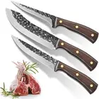 3Pieces Hand-Forged Boning Knife Set Butcher Knife Slicing Knife Full-Tang Knife