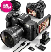 NBD 4K Digital Camera – 48MP Autofocus, 16X Zoom, 180° Flip, Wide & Macro Lens