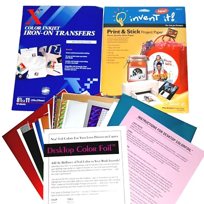 Printer Craft Paper Lot of 3 Color Foil, Iron On Transfers, Sticker Papers