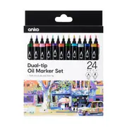 24 Pack Dual-Tip Oil Marker Set