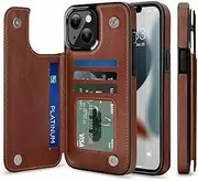 Compatible for iPhone Flip Case with Wallet, Scratch Resistant Back, Grippy Protective Frame, Shockproof Back Cover Soft Premium Leather (iPhone 12 pro max, Brown)