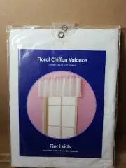 Pier 1 Kids Floral Chiffon Valance Curtain 18" x 88" White (K4)