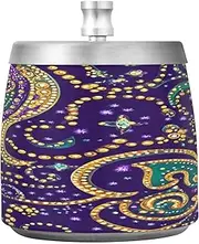 Stainless Steel Cigar Ashtray with Lid for Patio Balcony Indoor Mardi Gras Carnival Purple Gold Smokeless Decorative Ashtray with Cover for Cigar Lovers Smokers