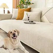 Herringbone Chenille Waterproof Couch Cover, Sofa Cover for Loveseat/3 Cushion/L Shaped/Chaise Lounge Couch/Sectional Couch, Pet Friendly Washable Non Slip Slipcover (Beige,70 * 120cm)
