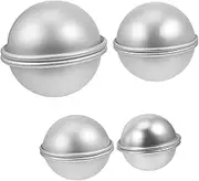 Tofficu 3D Mini Aluminum Hemisphere Pans: 8 Pairs Half Ball Sphere Bath Cake Pan Tin Baking Mold Pastry Cupcake Mould for Chocolate Jelly Pudding Soap Dome Mousse