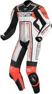 Berik Cosmic One Piece Motorcycle Leather Suit, black-white-red, Size 50 for Men Black White Red