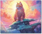 TFIAVSIN Paint by Numbers Kit for Adults, Ginger Cat Color by Number for Adults Beginner, DIY Oil Painting by Numbers on Canvas with Brushes and Pigment for Perfect Gifts - 16x20 Inch, Without Framed