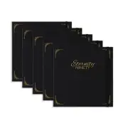 Eternity Ninety Flat Book 100% Cotton 8"" x 8"" (Stitch Bound) Black -5 Pack