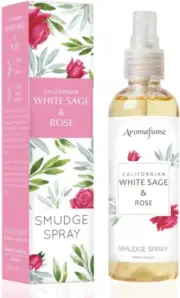 White Sage & Rose Smudge Spray by | 100Ml/3.3 Oz | Sage Spray for Cleansing Neg