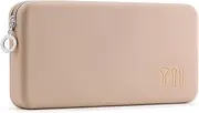 Zipper Makeup Brushes Bag for Travel, Large Silicone Makeup Brush Holder, Make Up Brushes Pouch Case for Makeup Tools (Khaki, One Size)