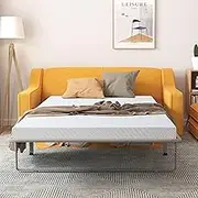 Dyonery 4.5 Inch Memory Foam Sofa Bed Mattress Replacement with Fiberglass-Free and Washable Cover for Sleeper Sofa and Couch Beds, Queen Size, White (Sofa Not Included)
