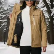 Columbia Ava Alpine Hooded Waterproof Ski Parker Beach/White Omni-Heat Sz Medium