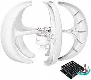 2000W 5 Blades Vertical Axis No Noise Wind Turbine Generator, 12V 24V 48V Maglev Wind Turbine Generator MPPT Controller for Home Or Camping (White),24v