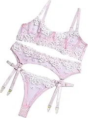 [Pitauce] Lingerie Sets for Women Sexy Mesh Sheer Underwire Push Up Women 2 Piece Lingerie Set See Through Bra Panty Sleepwear