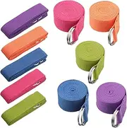 Hanaive 10 Pcs Yoga Strap 8ft Yoga Stretching Exercise Band Stretching Belt with Adjustable Metal D Ring Buckle Loop for Pilates, Dance, Physical Therapy, Gym Workout