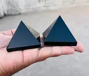 Large Black Shungite Pyramid | EMF Protection | Meditation | Home Protection Crystal | Home Decor Crystal | Detox Crystal | Purification Crystal Gemsonte Agate Pyramid(Black Shungite 50-55MM)
