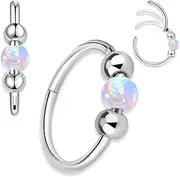[TuseRxln] Nose Stud Nose Piercing, 1 Pcs Stainless Steel Nose Rings, Piercing Jewellery, Women's Nose Piercing Diaphragm, Micro Pierced Nose Ring, Opal Nose Hoop for Women., Stainless Steel, No