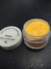 Bulk lot of 92 jars Orange Glow in the Dark Mica Powder 10 grams in a jar