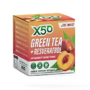 X50 Green Tea + Resveratrol Antioxidant Energy Drink Sachets (Peach) 3g X 60