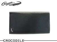 在飛比找Yahoo奇摩購物中心優惠-【附原廠禮盒提袋】Crocodile 鱷魚 黑色牛皮夾對摺超