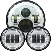 Motorcycle Headlight 7 inch LED Motorcycle Headlight Hi/low Beam with DRL 30W Fog lamp 4.5” Auxiliary Lights C