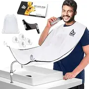 AZIVERSE Beard Bib Apron - Hair Catcher For Men Shaving & Trimming - Grooming Apron Bib with 4 Suction Cups - 1 Size Fits All - Beard comb