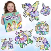 6 Sheets Diamond Window Art Craft Kits for Kids, Suncatcher Set for Unicorn