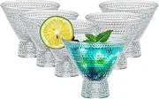 6 Pack Stemless Martini Glasses, 8oz/230ml Vintage Cocktail Glass, Crystal Margarita Glasses Drinking Glassware for Bar, Martini, Cosmopolitan, Manhattan, Gimlet, Pisco Sour, Brandy