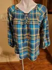 Pioneer Woman~~ Green Plaid Peasant Baby Doll Top S NWT