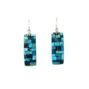 Bryan Tom, Earring, Multi-Stone, Sterling Silver, Navajo Handmade, 2 1/4"