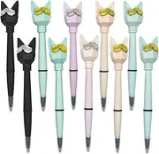Lopenle 18PCS Cute Cat Ballpoint Pen Cartoon Cat Pens Wearing Golden Silver Glasses Pens With 6 Pieces Refills Cool Flying Cat Black Ink For Students School Office Birthday Party…