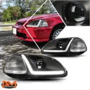 For 96-98 Honda Civic LED DRL Tube Projector Headlight/Lamp Clear Corner Black (for: Honda)