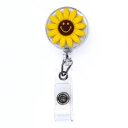 Retractable Badge Reel clip Anti-Lost ID Name Card Badge Holder For Nurse Teacher Student Cute Flower Key Card Holder Belt Clips