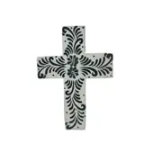 Willow & Silk Handmade Wooden Monochrome Cross Wall Art /Religious Motif 20cm