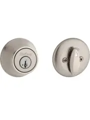 Deadbolt Lock, Satin Nickel Round Exterior Keyed Front Entry Door